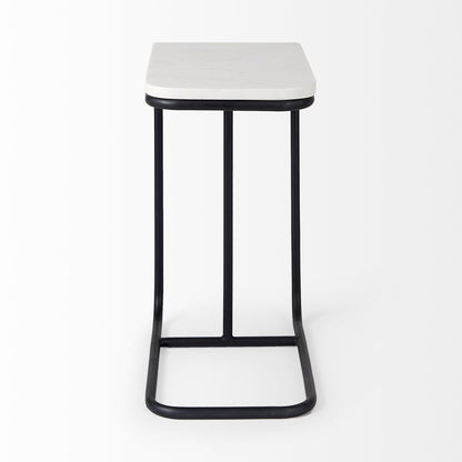 23" Black And White Marble and Metal C Table End Table HomeRoots