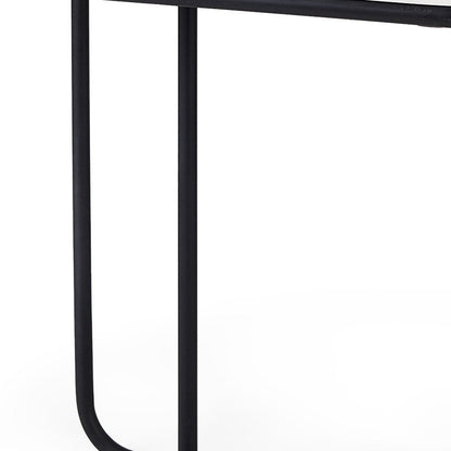 23" Black And White Marble and Metal C Table End Table