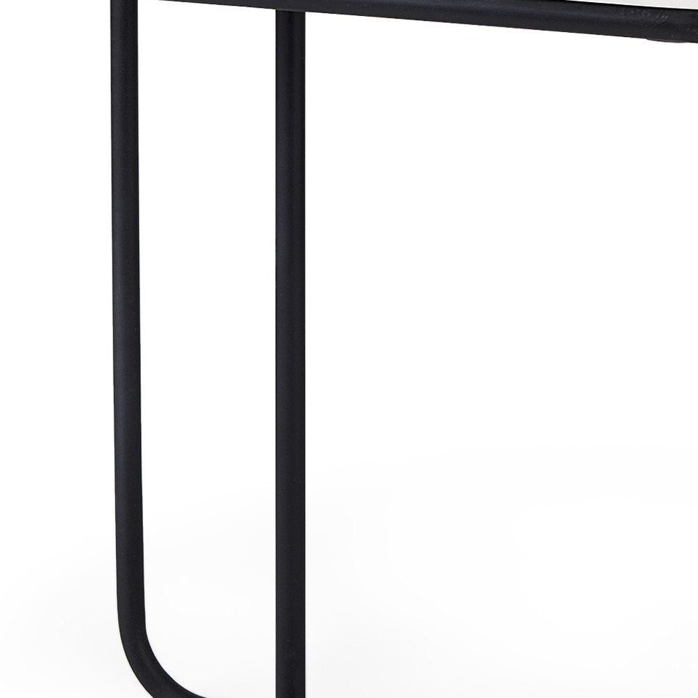 23" Black And White Marble and Metal C Table End Table HomeRoots