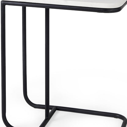 23" Black And White Marble and Metal C Table End Table HomeRoots