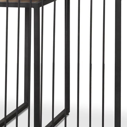 Set of Two Natural and Black Solid Wood and Metal Square Sled Nested Tables HomeRoots