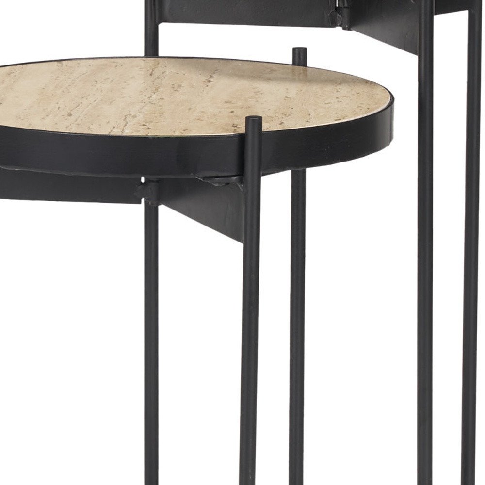 Set of Two Brown And Black Marble And Metal Nested Tables HomeRoots