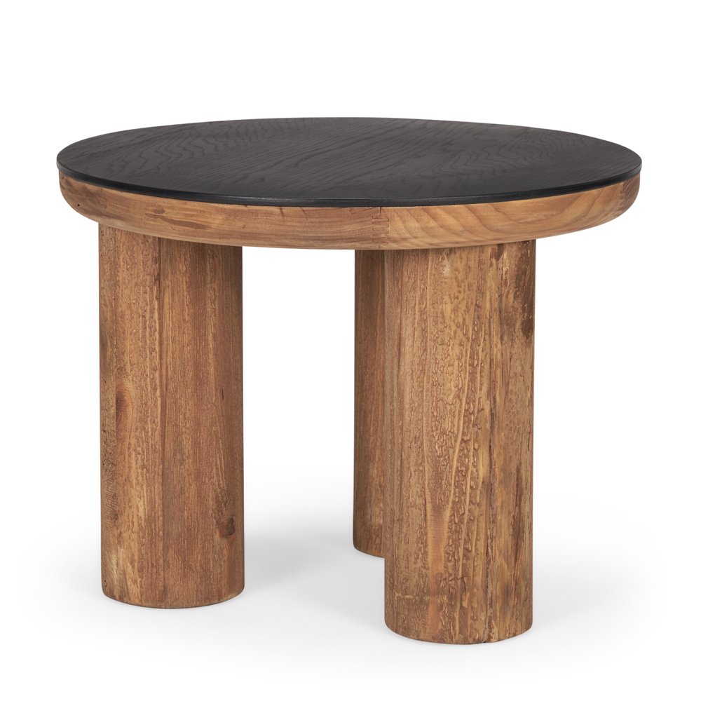 18" Brown And Black Reclaimed Wood Distressed Round End Table HomeRoots