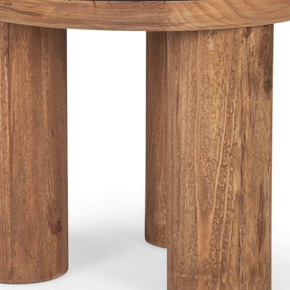 18" Brown And Black Reclaimed Wood Distressed Round End Table HomeRoots
