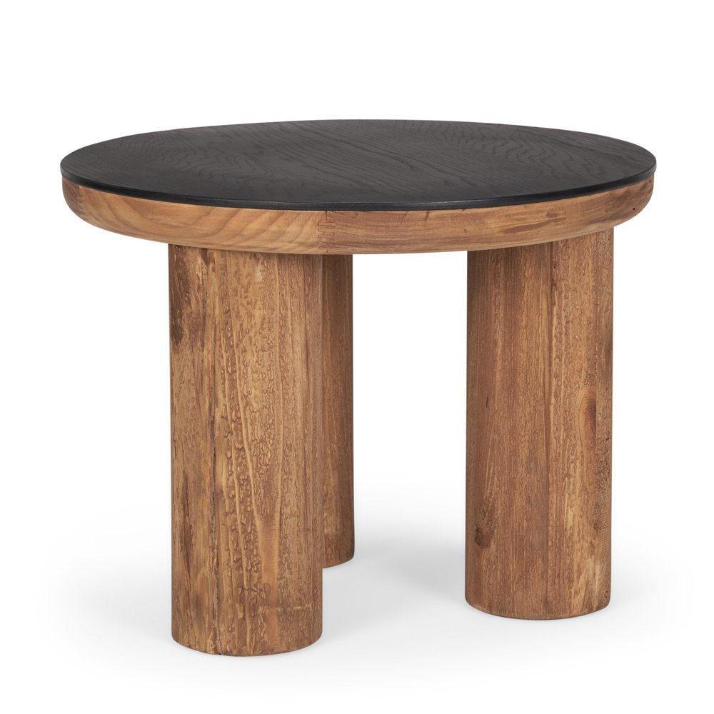18" Brown And Black Reclaimed Wood Distressed Round End Table HomeRoots