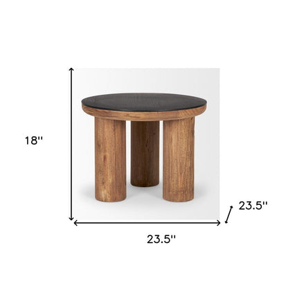 18" Brown And Black Reclaimed Wood Distressed Round End Table HomeRoots