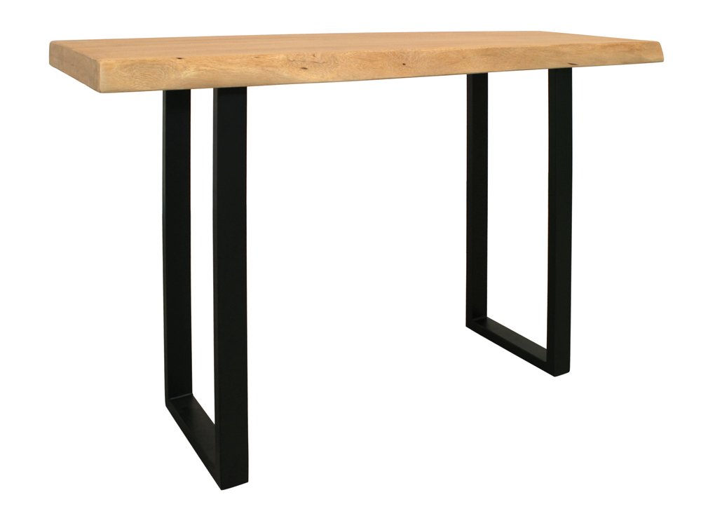 47" Natural and Black Solid Wood and Metal Live Edge Console Table HomeRoots