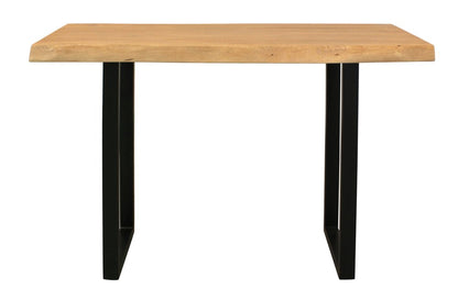 47" Natural and Black Solid Wood and Metal Live Edge Console Table HomeRoots