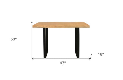 47" Natural and Black Solid Wood and Metal Live Edge Console Table HomeRoots