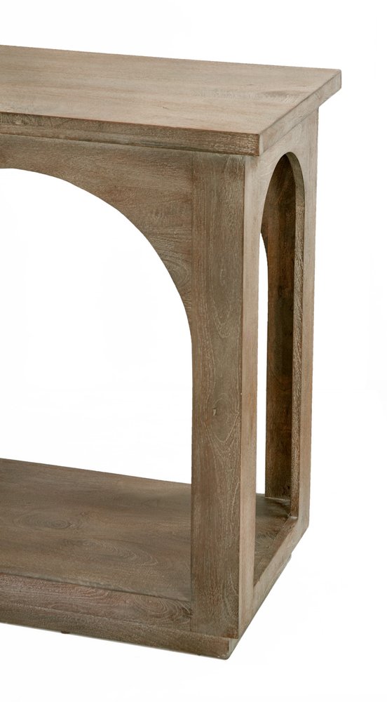 77" Brown Solid Wood Distressed Console Table With Arch Detailing HomeRoots