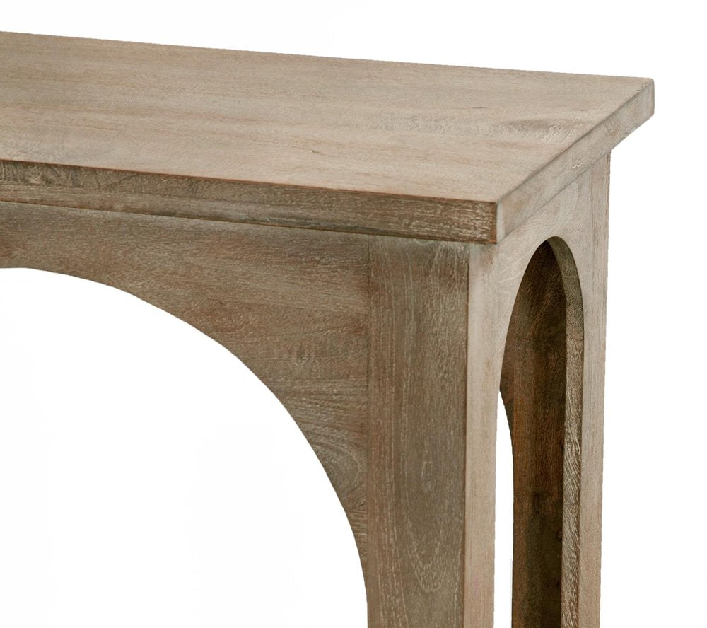 77" Brown Solid Wood Distressed Console Table With Arch Detailing HomeRoots