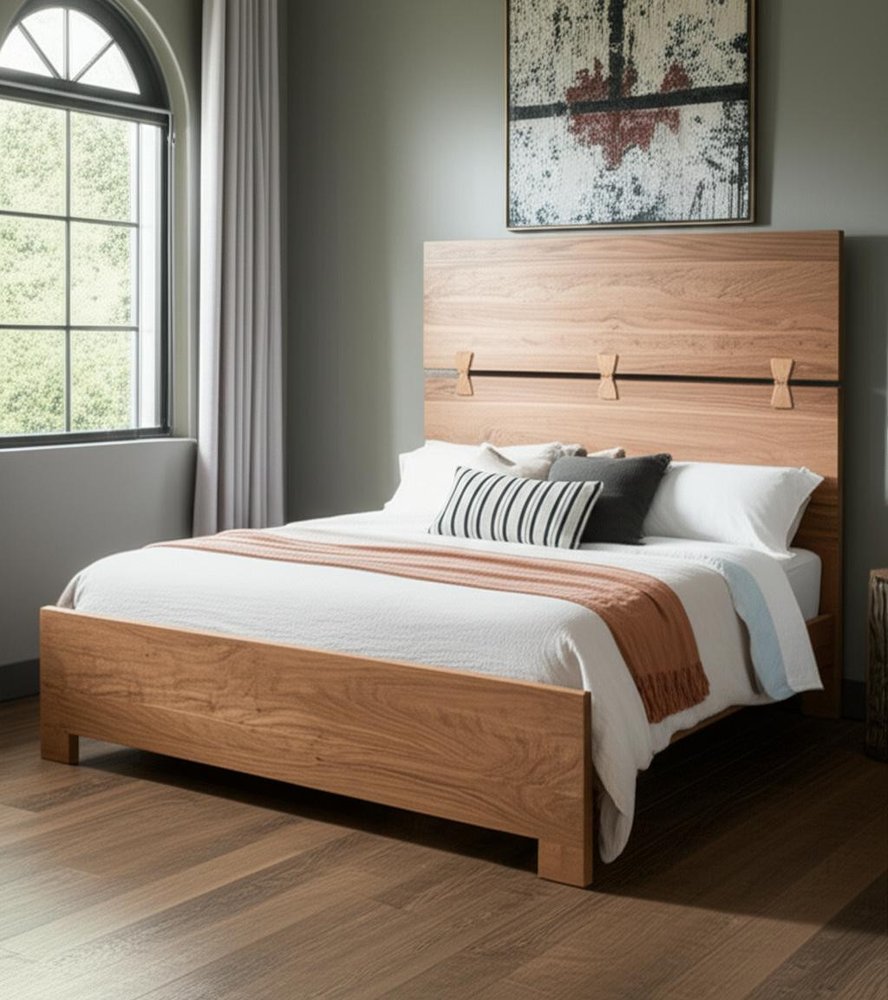 Brown Live Edge Bow Joint Solid Wood Queen Bed Frame HomeRoots