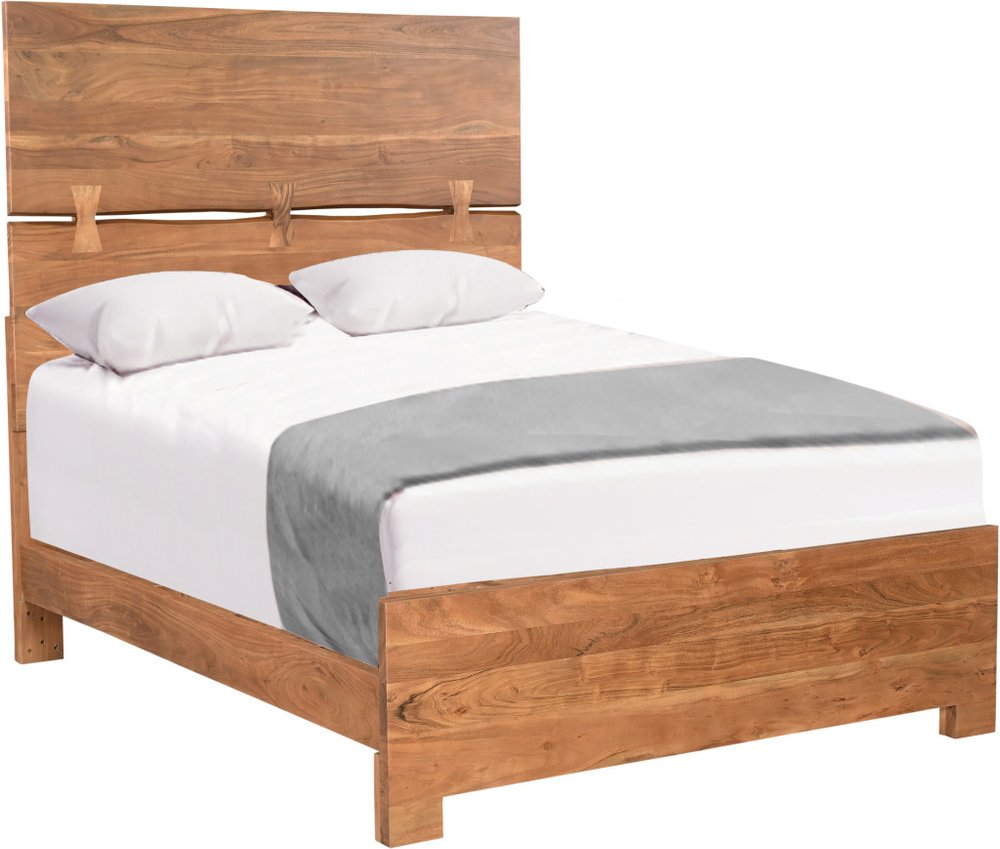 Brown Live Edge Bow Joint Solid Wood Queen Bed Frame HomeRoots
