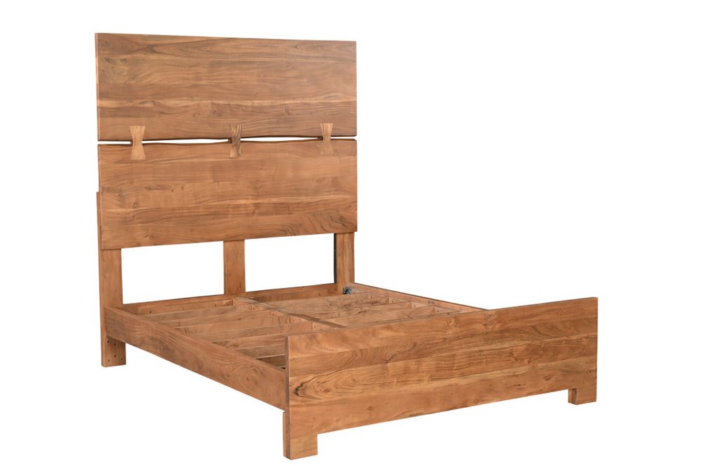 Brown Live Edge Bow Joint Solid Wood Queen Bed Frame HomeRoots