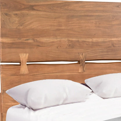 Brown Live Edge Bow Joint Solid Wood Queen Bed Frame HomeRoots