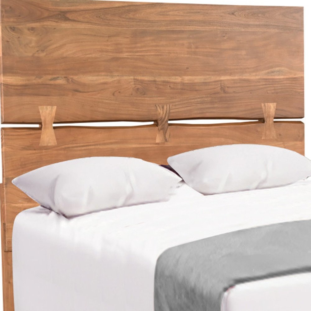 Brown Live Edge Bow Joint Solid Wood Queen Bed Frame HomeRoots