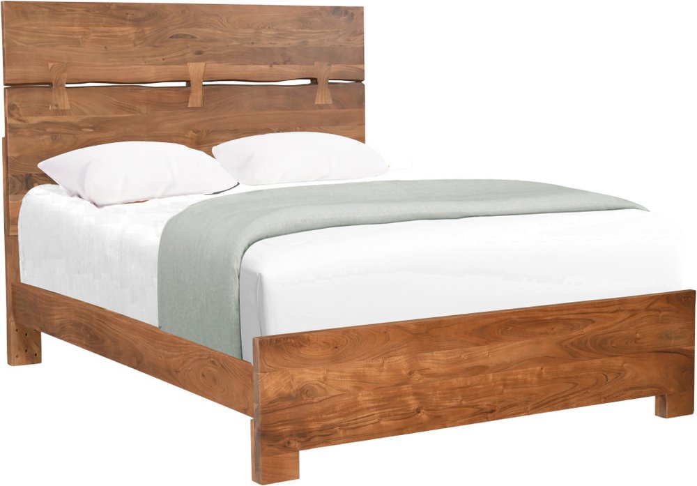 Brown Live Edge Bow Joint Solid Wood Queen Bed Frame HomeRoots