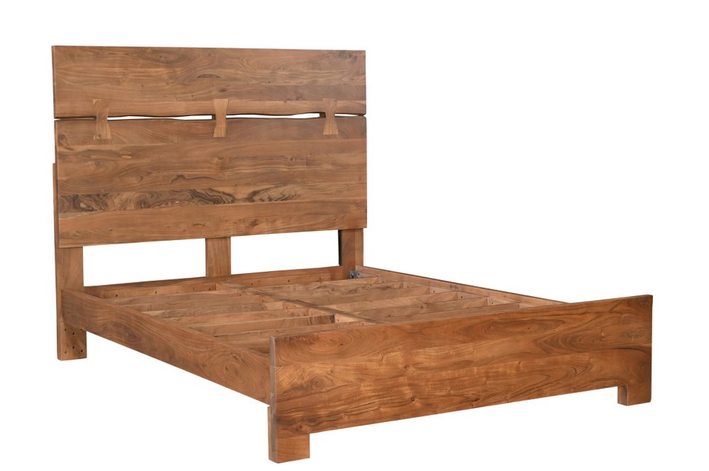 Brown Live Edge Bow Joint Solid Wood Queen Bed Frame HomeRoots