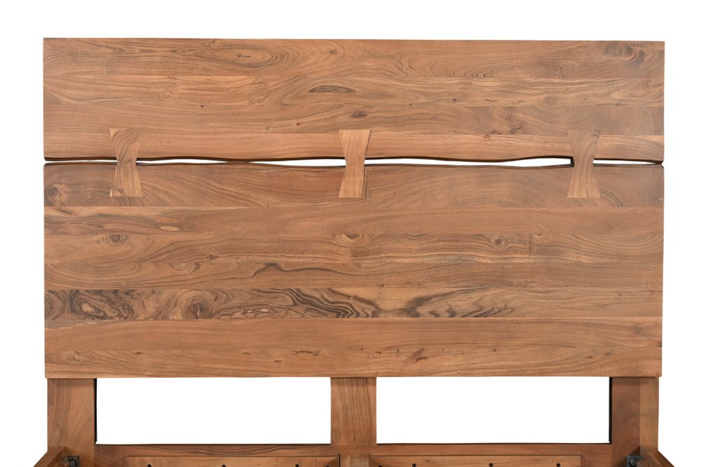 Brown Live Edge Bow Joint Solid Wood Queen Bed Frame HomeRoots