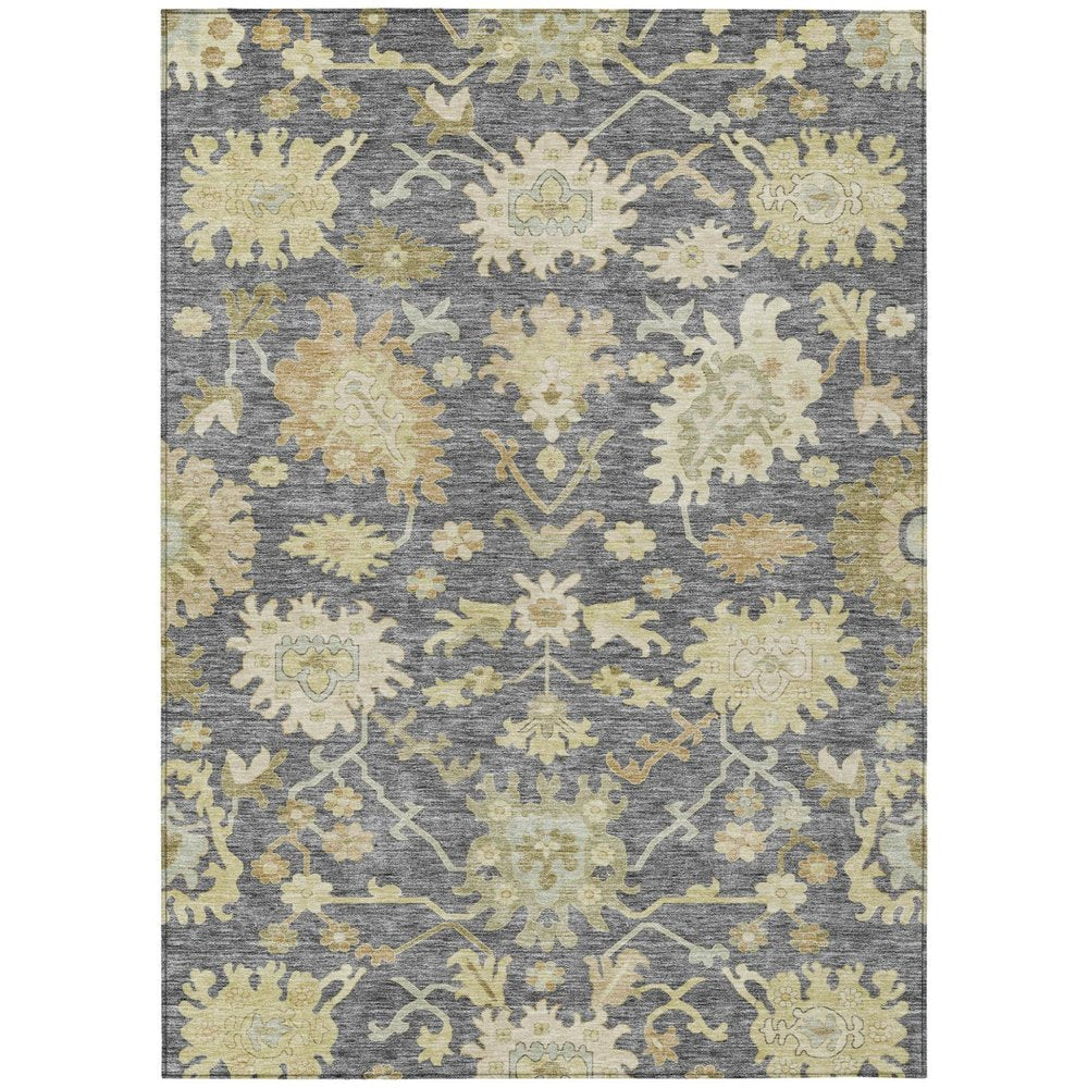 10' X 14' Gray Ivory And Green Floral Washable Indoor Outdoor Area Rug HomeRoots
