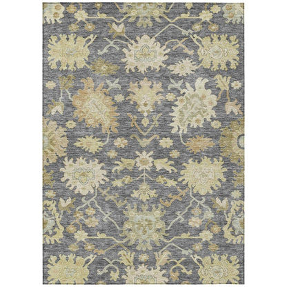 10' X 14' Gray Ivory And Green Floral Washable Indoor Outdoor Area Rug HomeRoots
