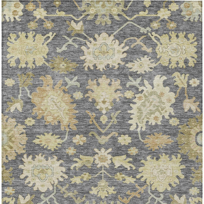 10' X 14' Gray Ivory And Green Floral Washable Indoor Outdoor Area Rug HomeRoots