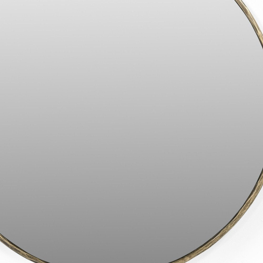 36" Antiqued Brass Iron Round Framed Accent Mirror — view 3