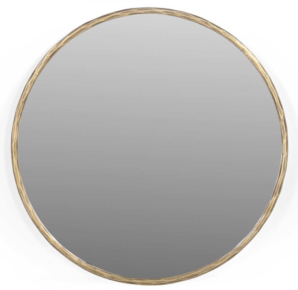 24" Antiqued Brass Iron Round Framed Accent Mirror — view 1