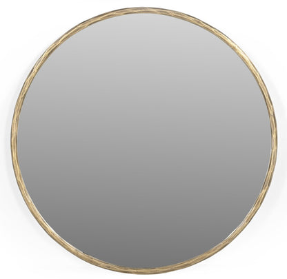 24" Antiqued Brass Iron Round Framed Accent Mirror HomeRoots