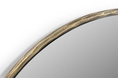 24" Antiqued Brass Iron Round Framed Accent Mirror HomeRoots