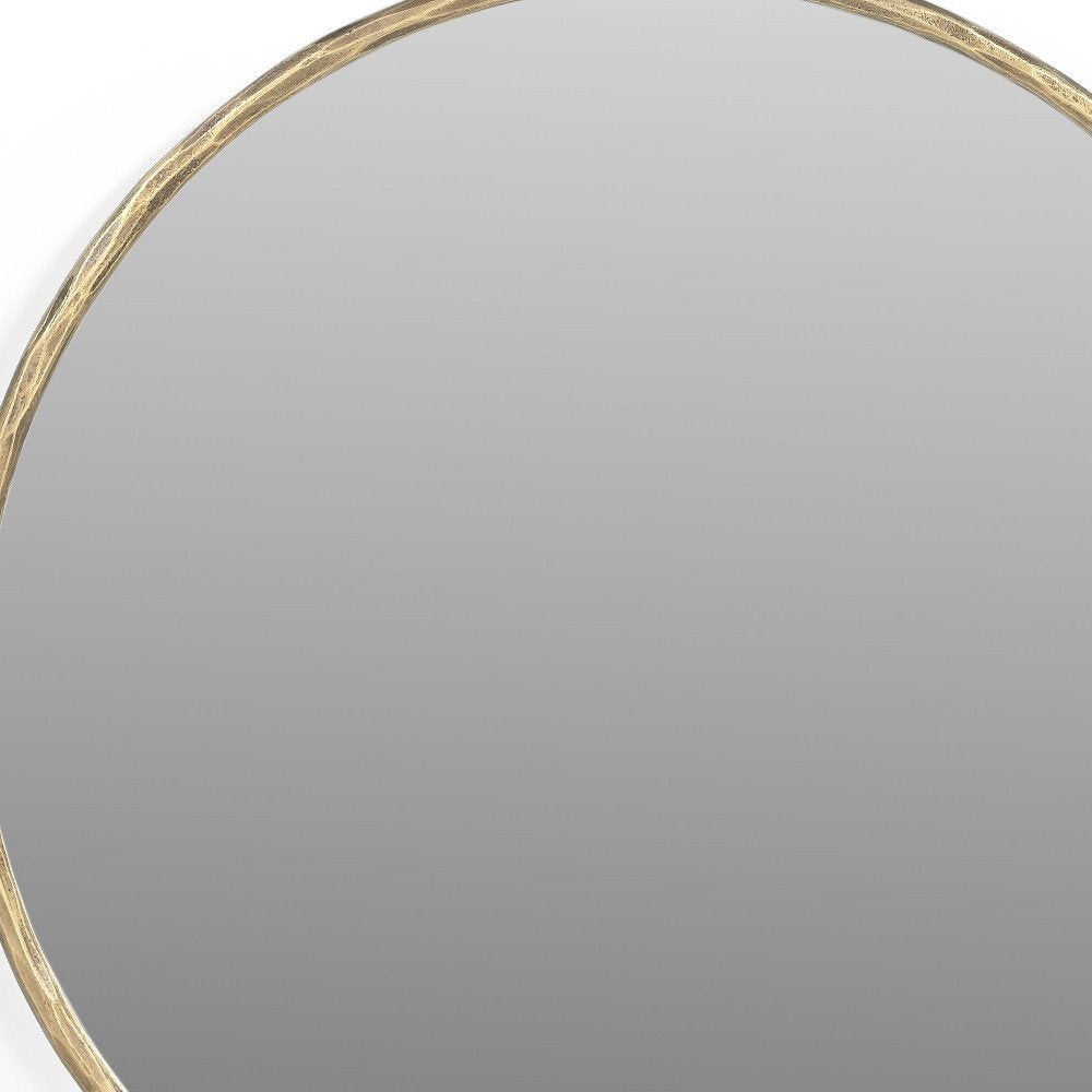 24" Antiqued Brass Iron Round Framed Accent Mirror — view 3