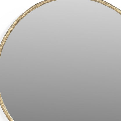 24" Antiqued Brass Iron Round Framed Accent Mirror HomeRoots