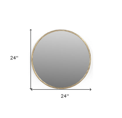 24" Antiqued Brass Iron Round Framed Accent Mirror HomeRoots