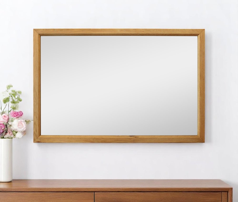 40" Natural Solid Wood Framed Mounted Accent Mirror HomeRoots