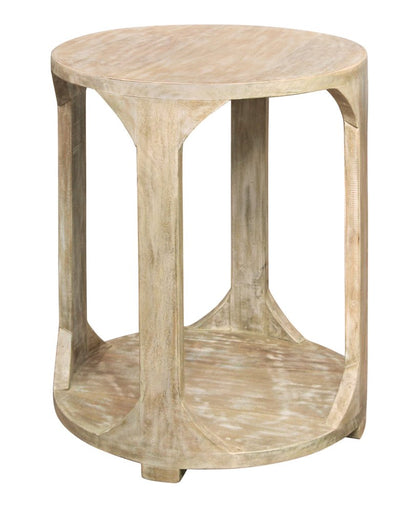 24" Natural Distressed Solid Wood Round Frame End Table With Shelf HomeRoots
