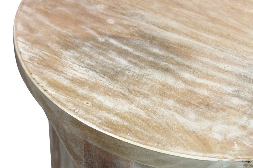 24" Natural Distressed Solid Wood Round Frame End Table With Shelf HomeRoots