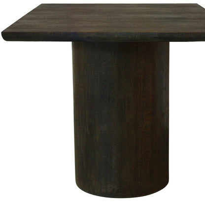 24" Dark Brown Distressed Solid Wood Square Pedestal End Table HomeRoots