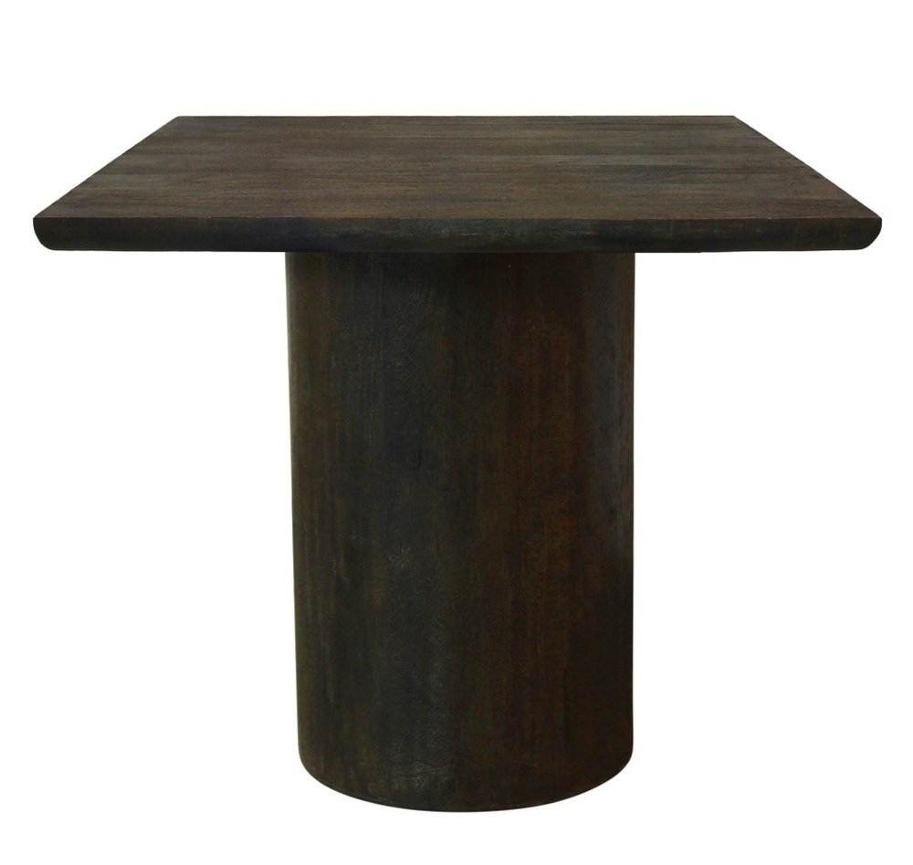 24" Dark Brown Distressed Solid Wood Square Pedestal End Table HomeRoots