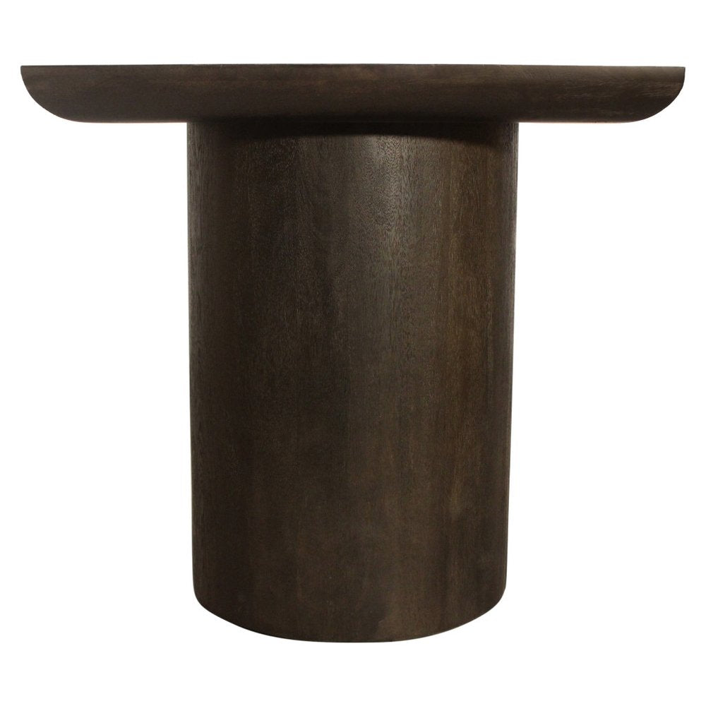 24" Dark Brown Distressed Solid Wood Square Pedestal End Table HomeRoots