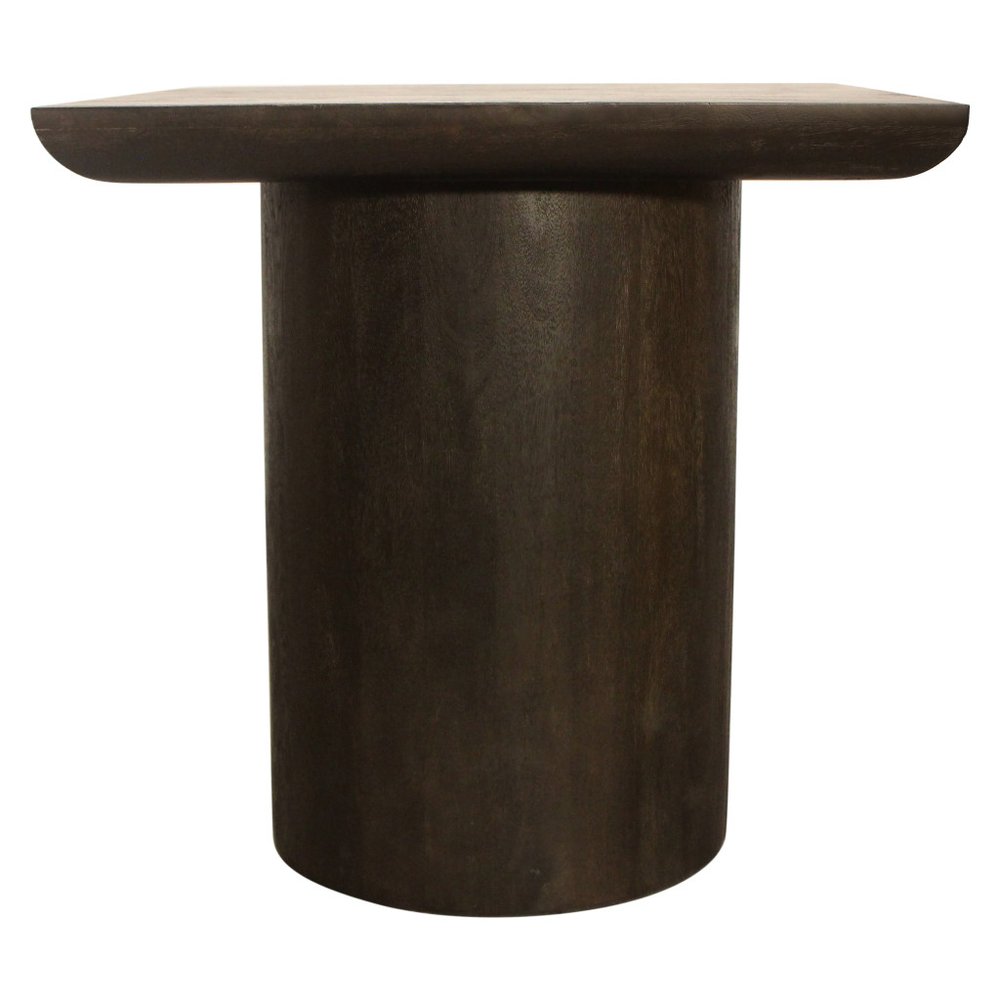 24" Dark Brown Distressed Solid Wood Square Pedestal End Table HomeRoots