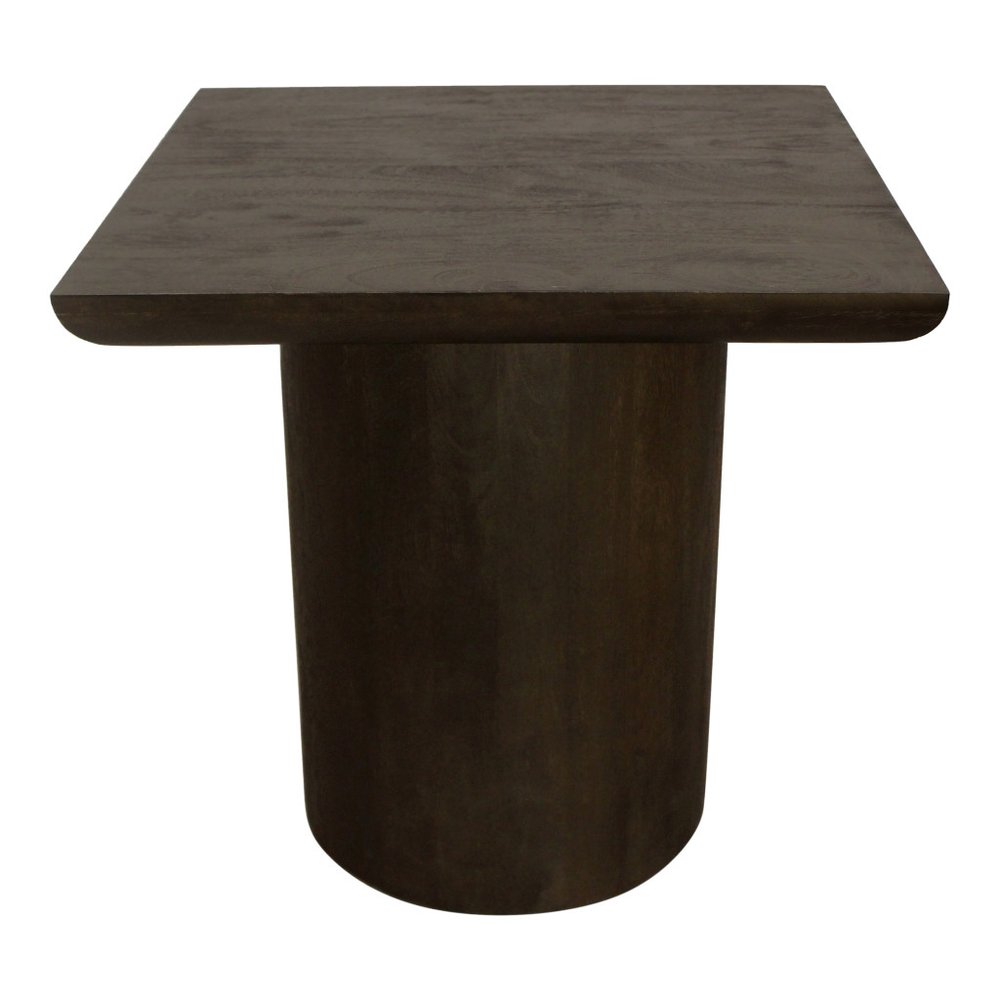 24" Dark Brown Distressed Solid Wood Square Pedestal End Table HomeRoots