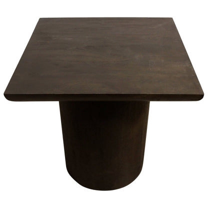 24" Dark Brown Distressed Solid Wood Square Pedestal End Table HomeRoots