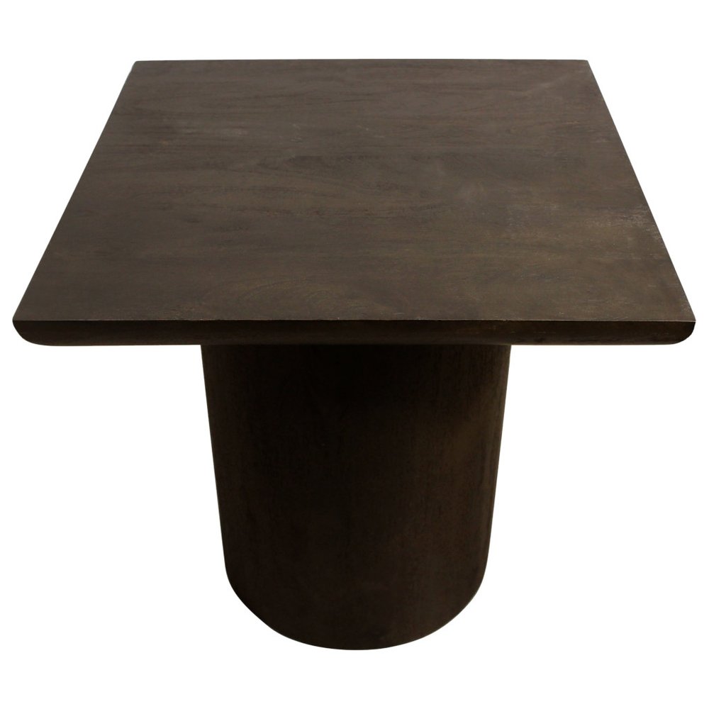 24" Dark Brown Distressed Solid Wood Square Pedestal End Table HomeRoots