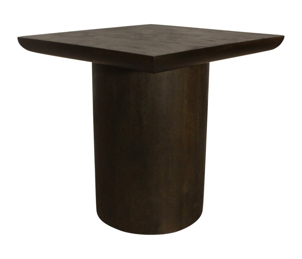 24" Dark Brown Distressed Solid Wood Square Pedestal End Table HomeRoots