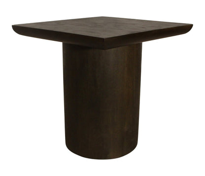 24" Dark Brown Distressed Solid Wood Square Pedestal End Table HomeRoots