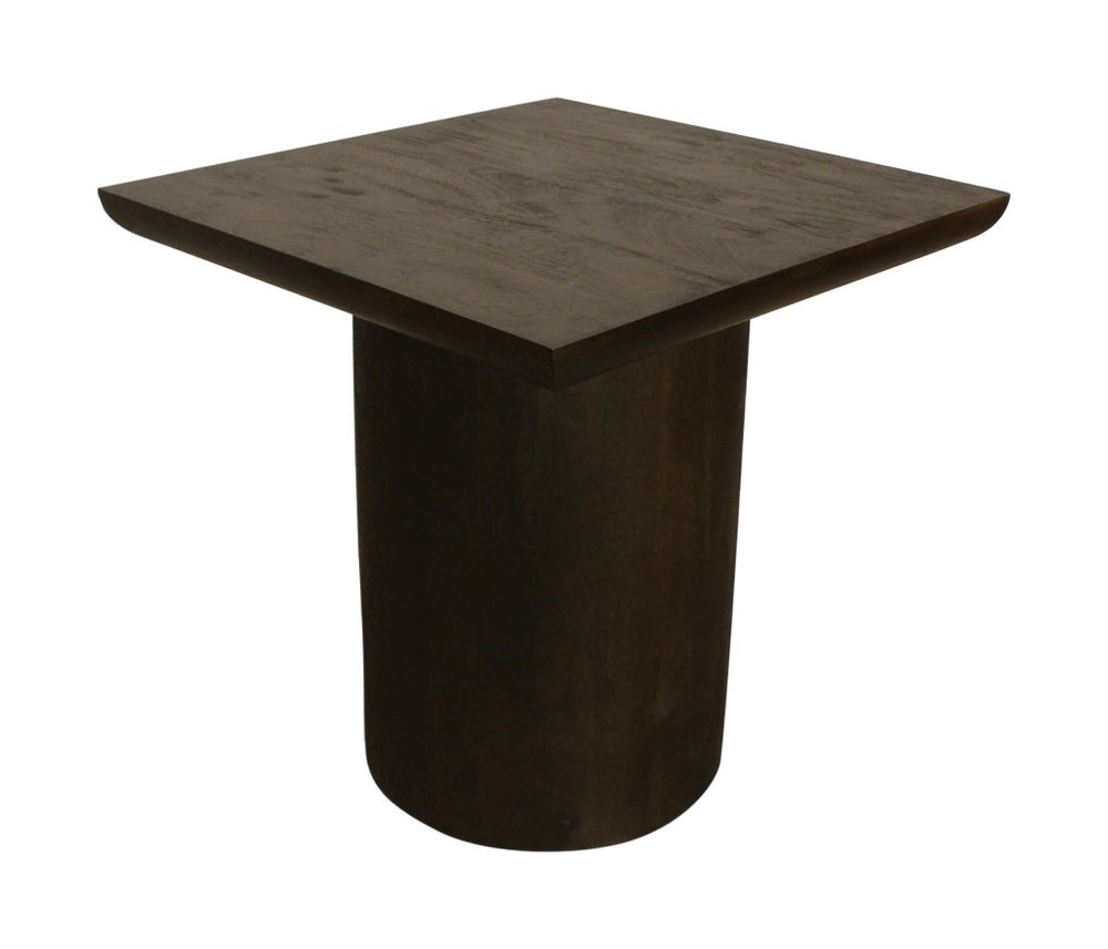 24" Dark Brown Distressed Solid Wood Square Pedestal End Table HomeRoots