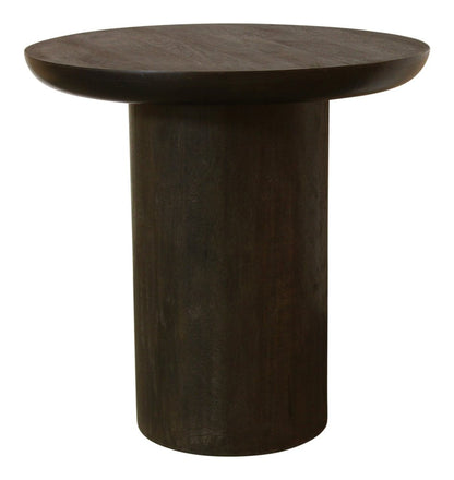 24" Dark Brown Distressed Solid Wood Round Pedestal End Table HomeRoots