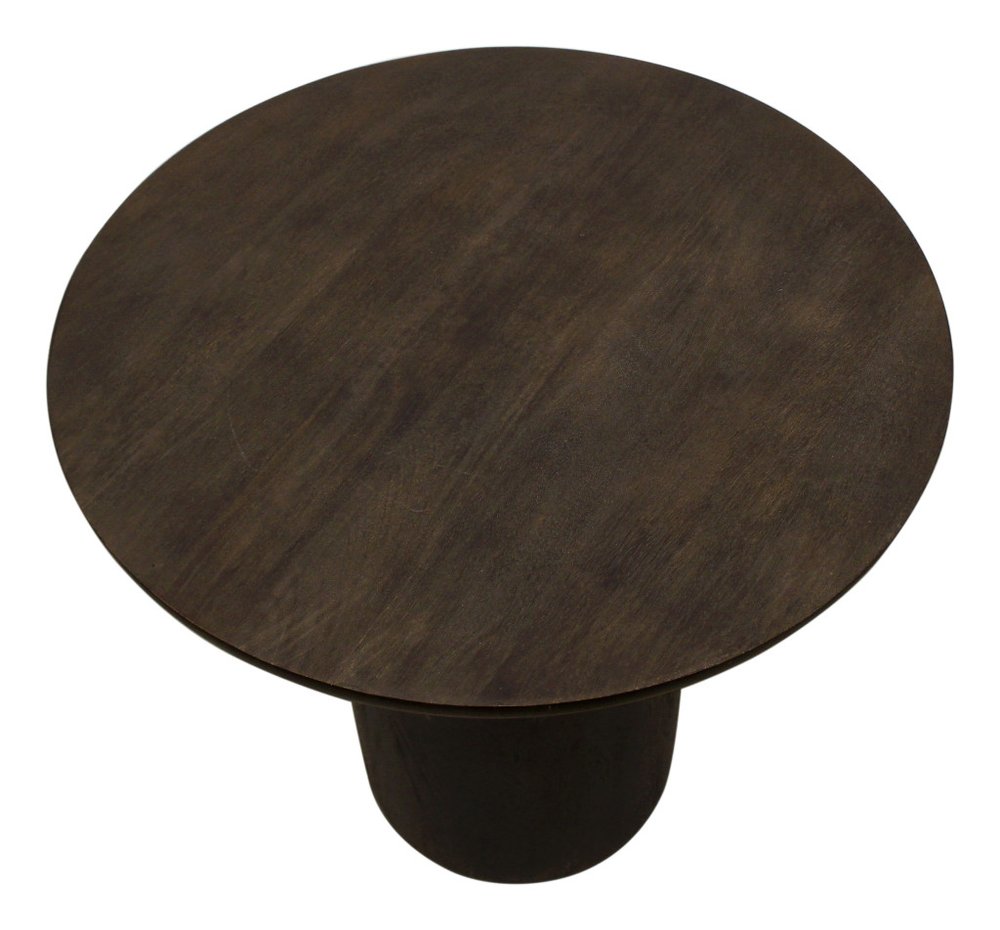 24" Dark Brown Distressed Solid Wood Round Pedestal End Table HomeRoots