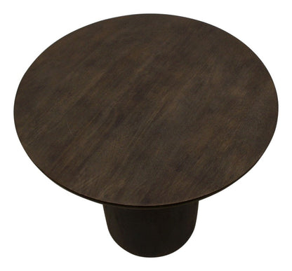 24" Dark Brown Distressed Solid Wood Round Pedestal End Table HomeRoots