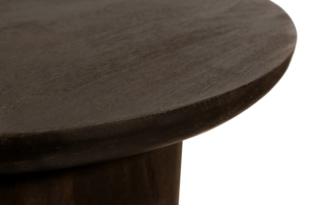 24" Dark Brown Distressed Solid Wood Round Pedestal End Table — view 6
